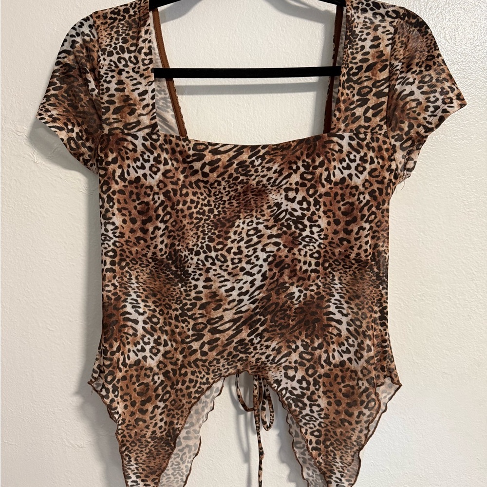 Wild Threads Leopard Print Ruched Blouse - Picture 3 of 3
